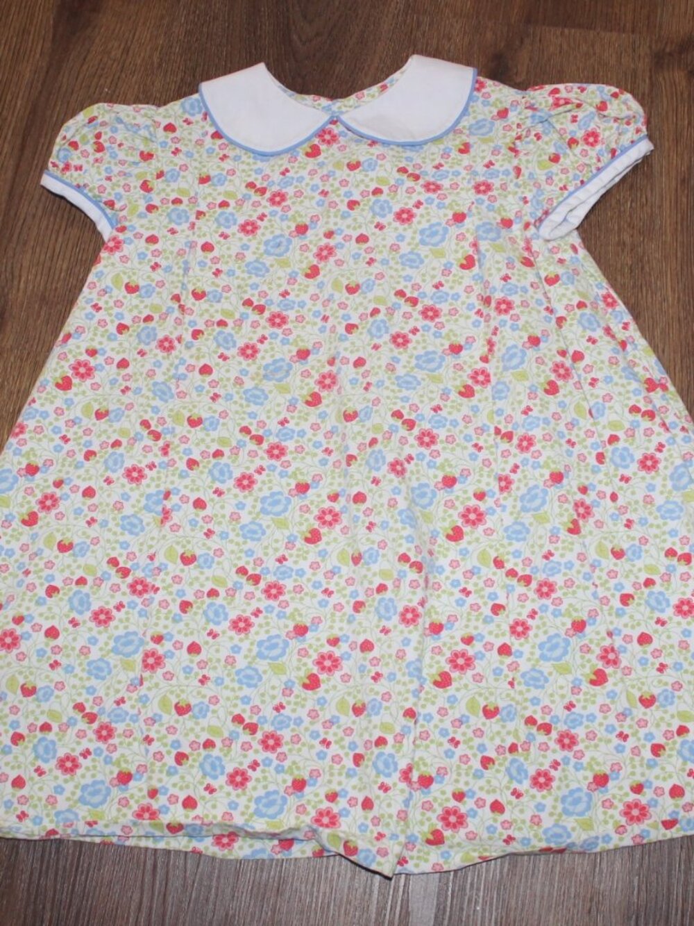 Girls Boutique Strawberry Dress by Women's Exchange Floral Peter Pan Collar sz 4